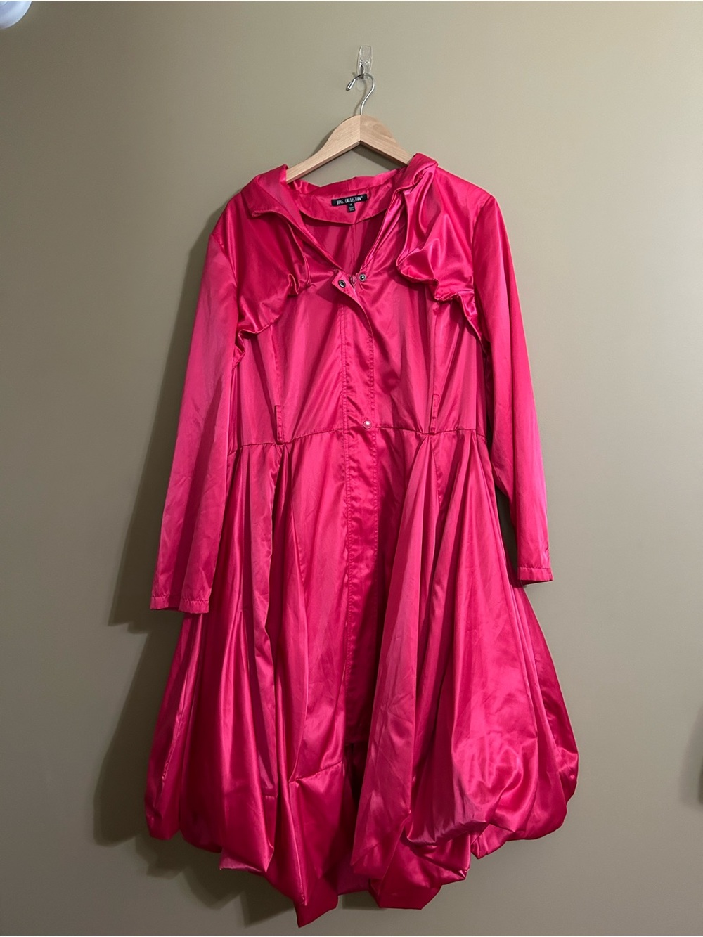 Women's Hot Pink Hooded Bubble Trench Coat Dons Collection